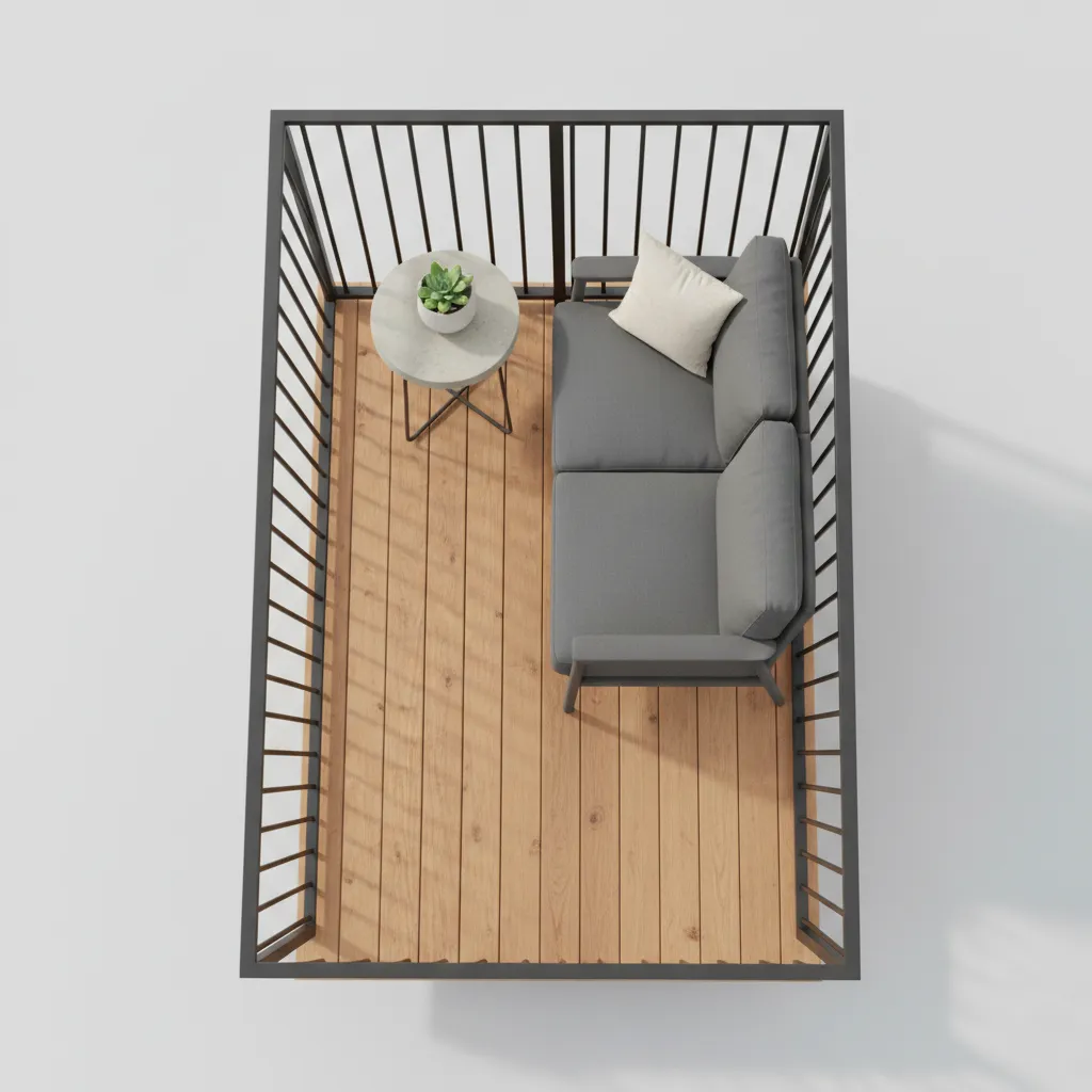 small stacked porch with loveseat and compact seating layout