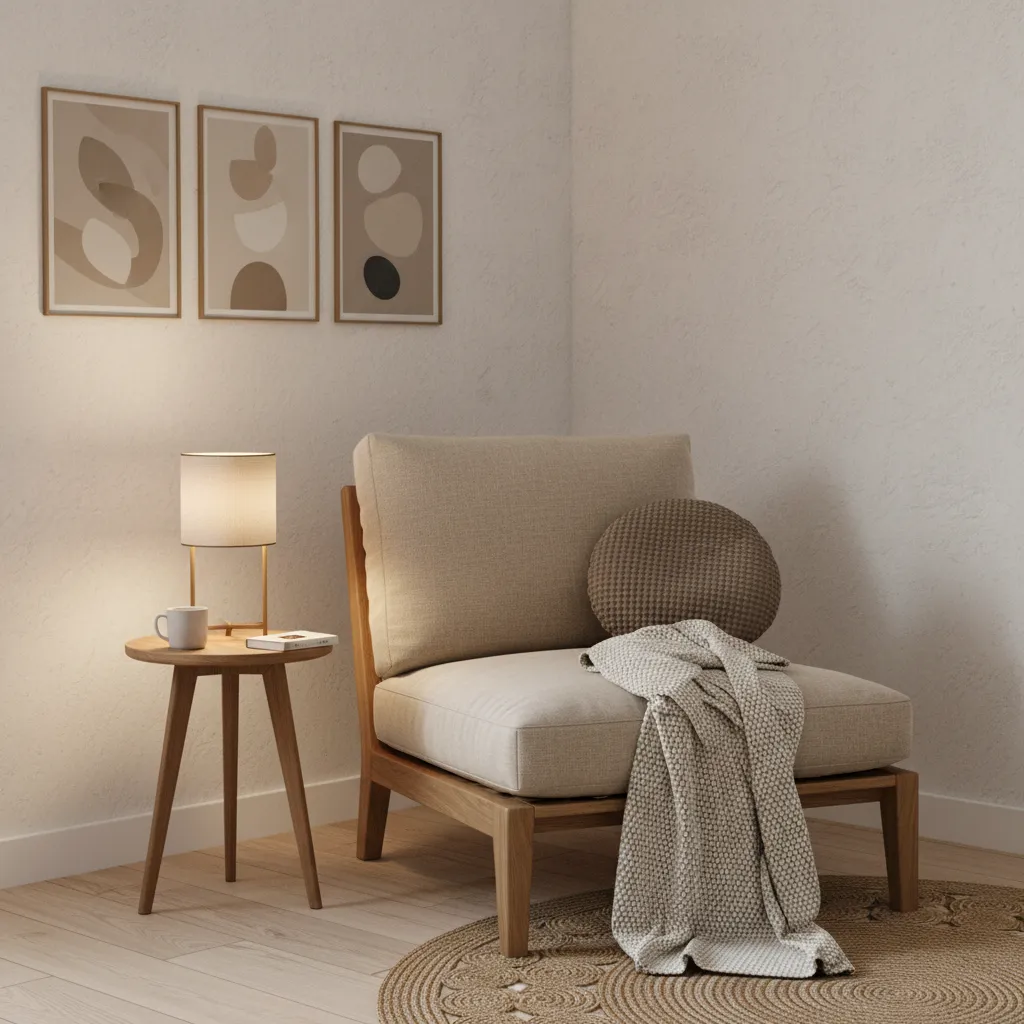 Compact lounge chair used for bedroom reading nook