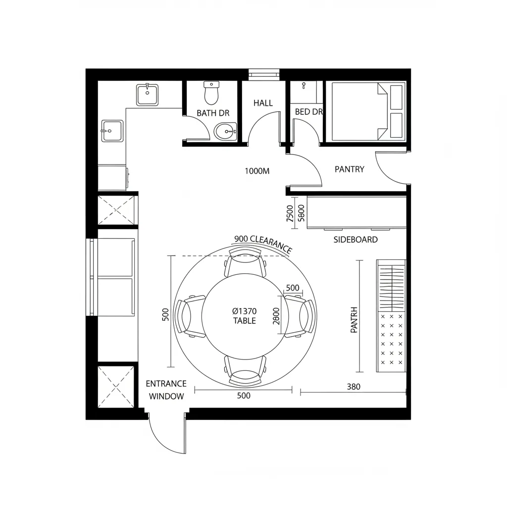 Adaptive Round in a Compact Dining Room
