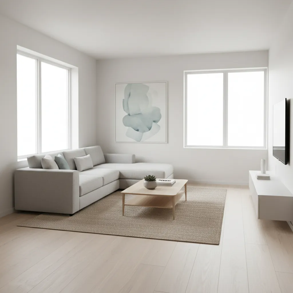 Compact L shaped sectional sofa in small living room