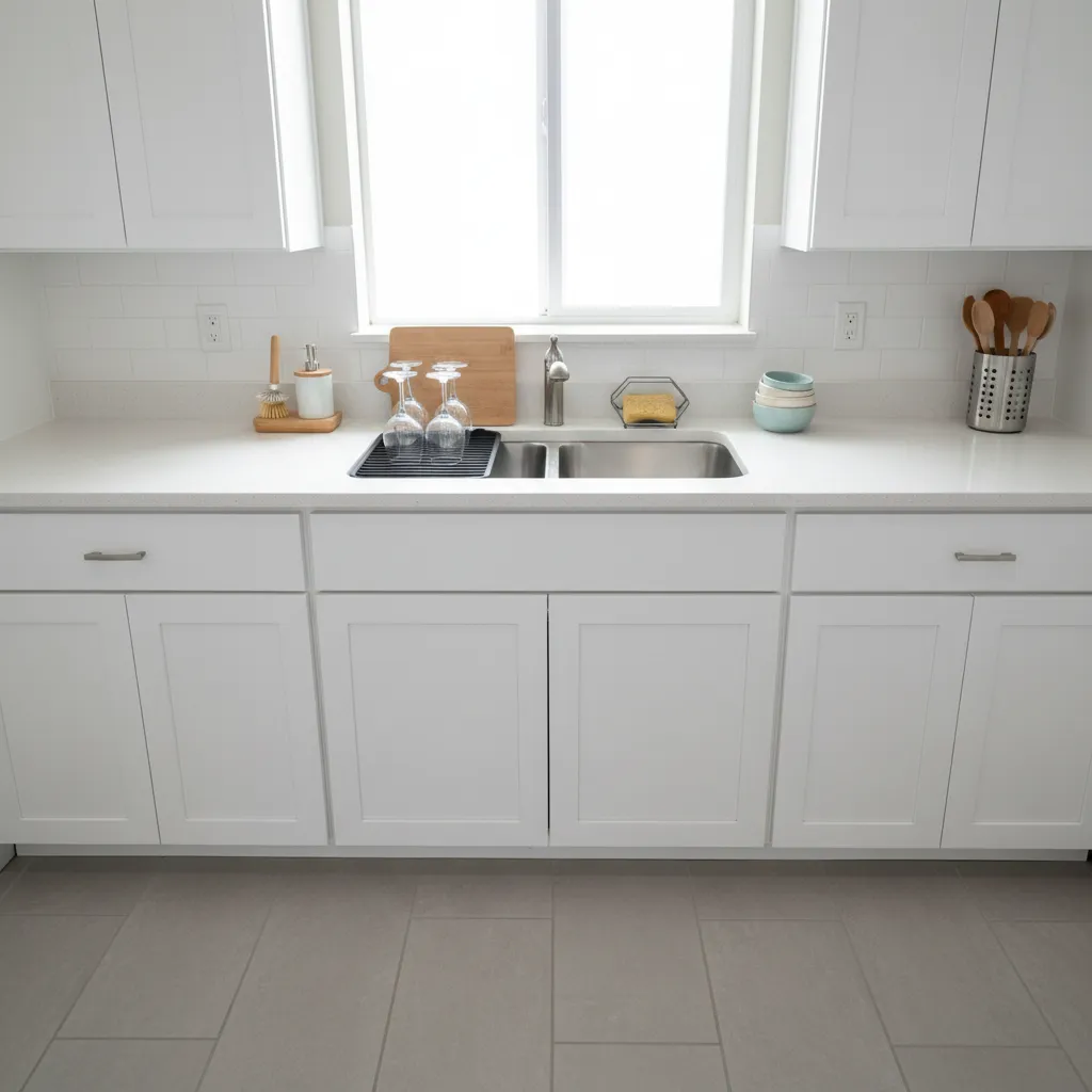 Roll up drying rack and compact sink accessories used on double bowl kitchen sink
