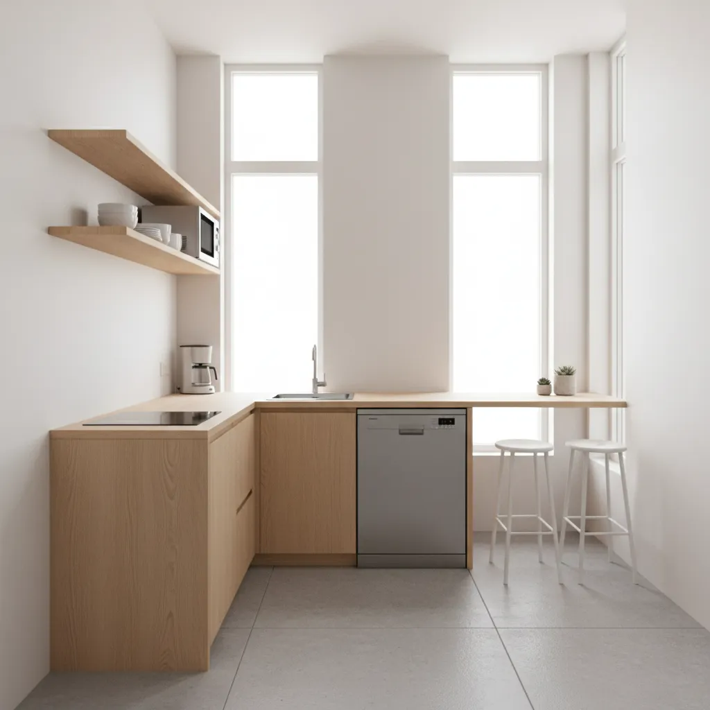 optimized small kitchen layout showing efficient use of limited space
