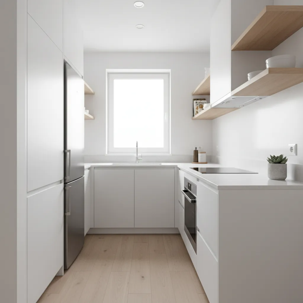 Compact modern small kitchen layout with efficient work triangle