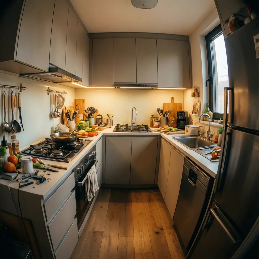 small kitchen layout optimized for efficient cooking workflow