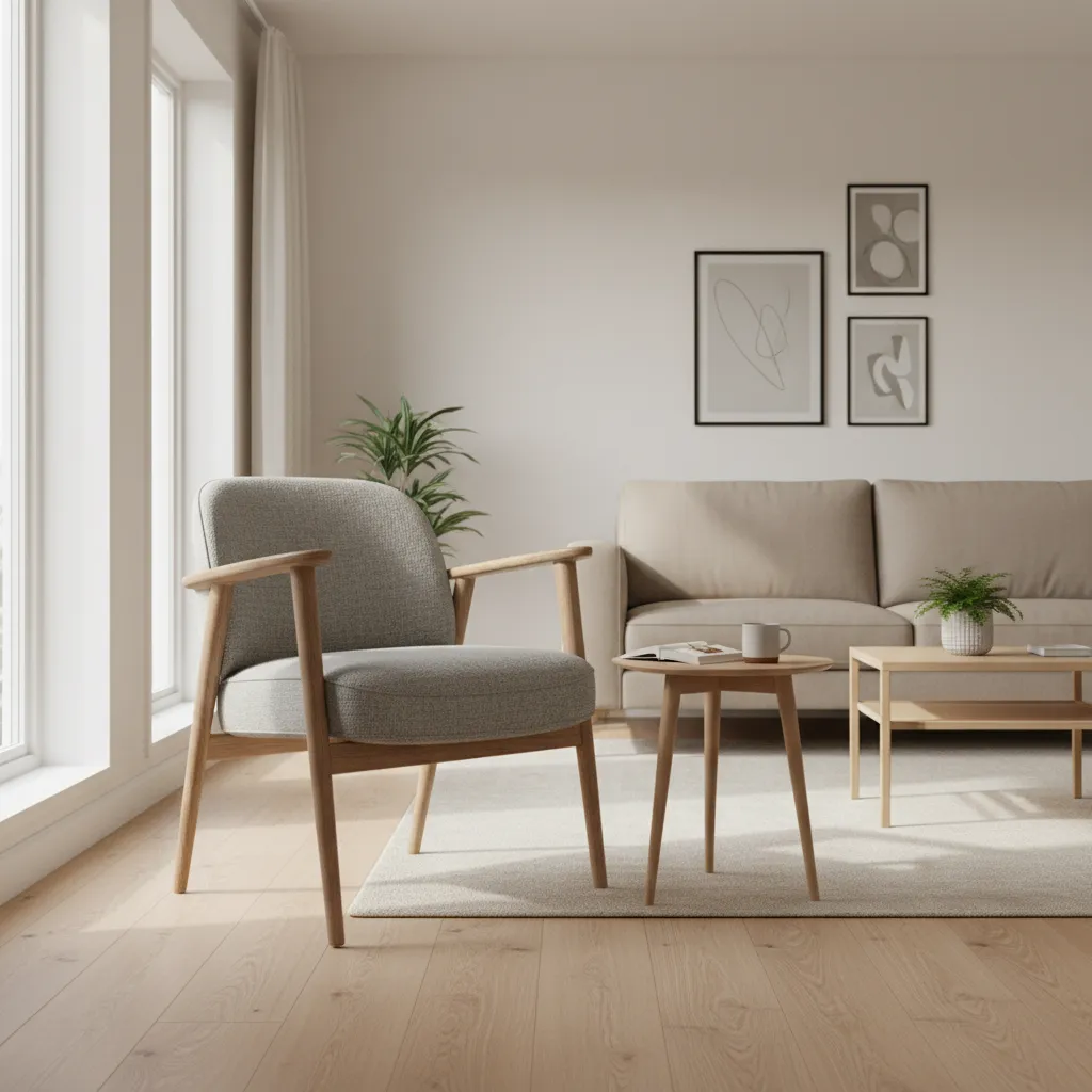 compact upholstered chair designed for a small living room layout