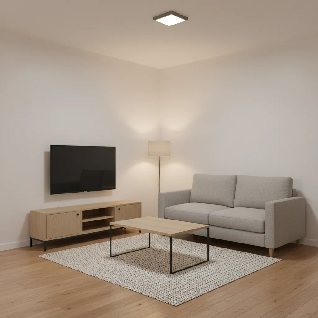Apartment size sofa placed in a narrow small living room layout