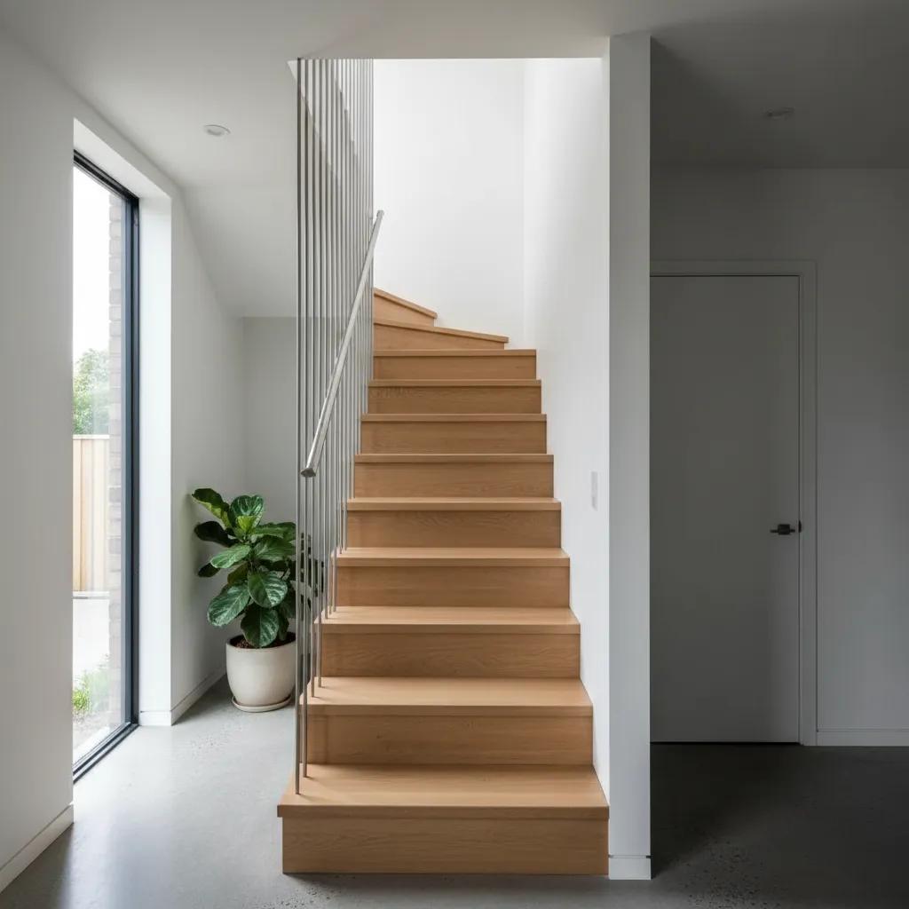Escalera compacta moderna en casa pequeña