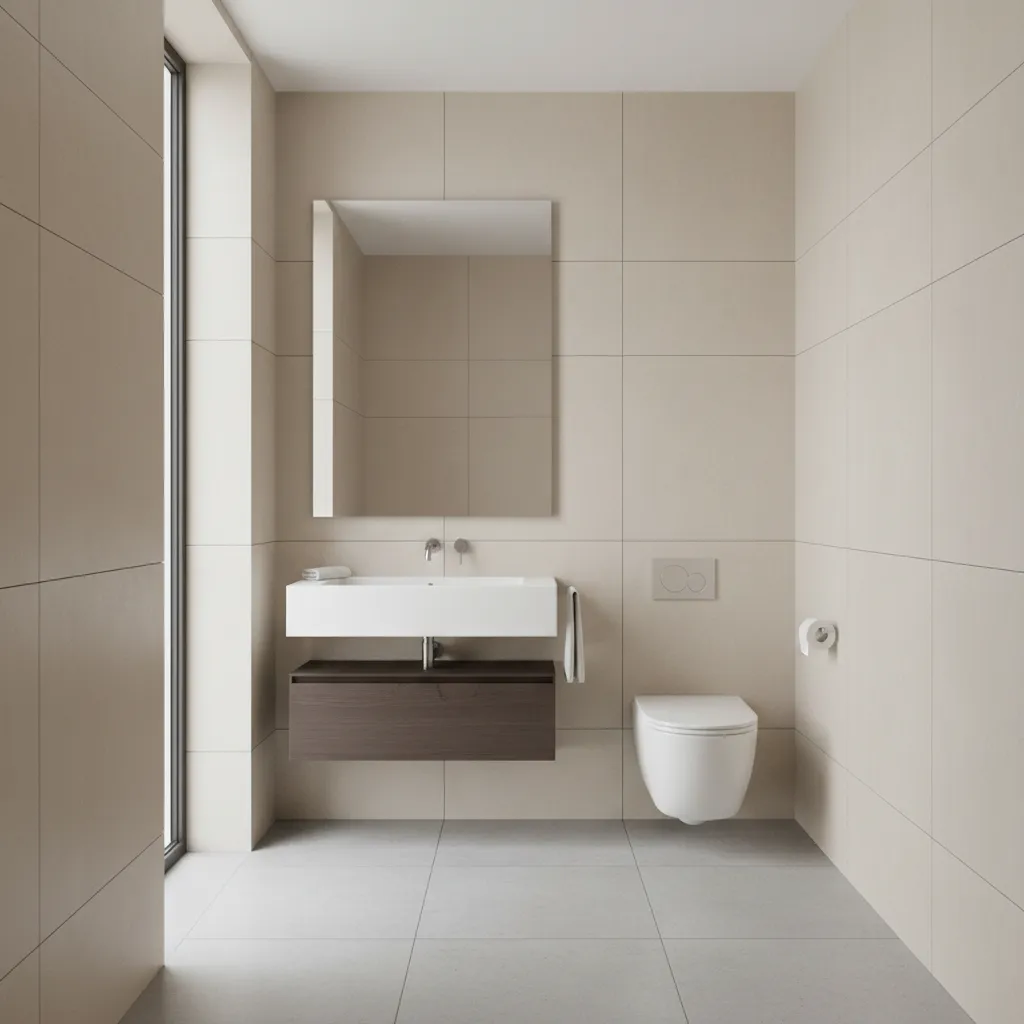 small bathroom with wall mounted sink and open floor space
