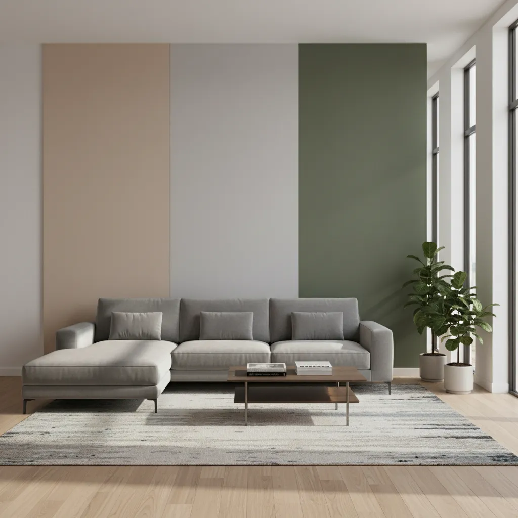 Comparación visual de diferentes tonos de pintura en un salón