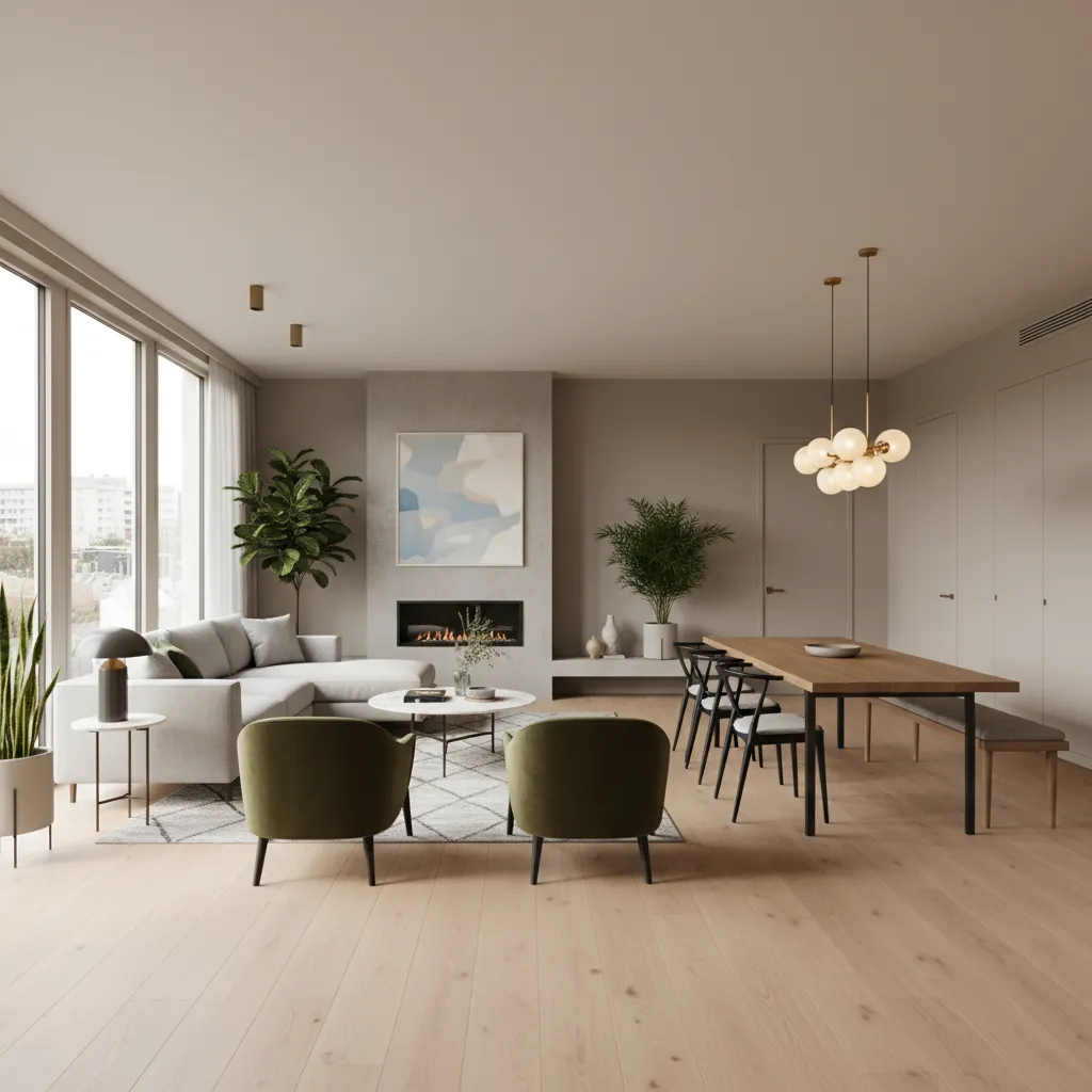 Espacio interior moderno que refleja el resultado de un proyecto profesional de interiorismo