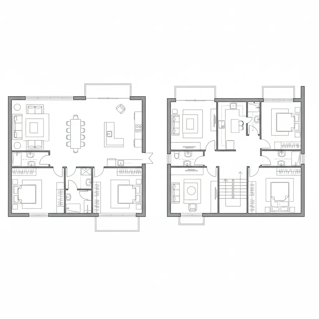 Comparación entre dos distribuciones diferentes de una casa