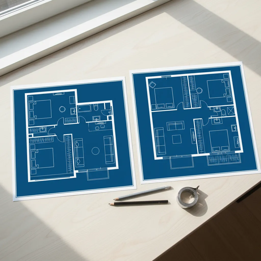 Comparación de dos planos de vivienda con diferentes distribuciones