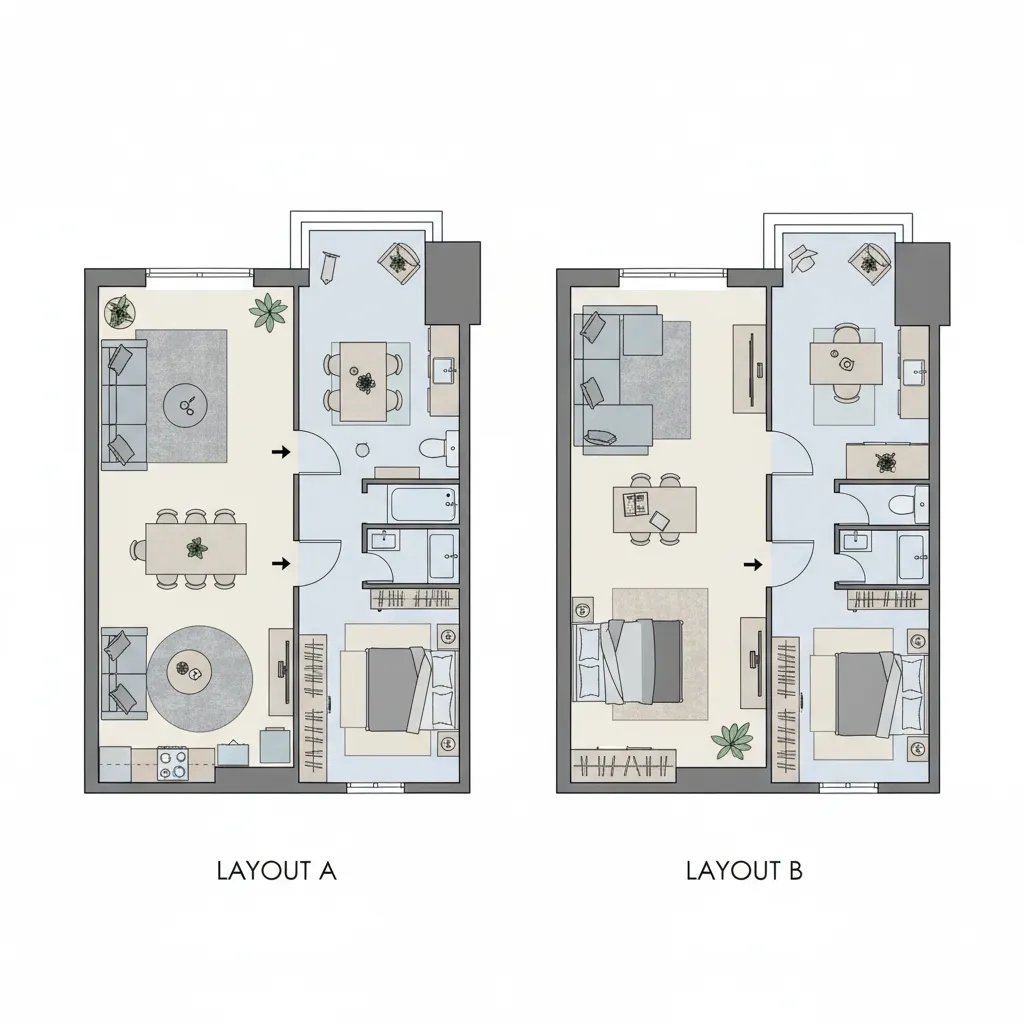 Comparación de dos distribuciones diferentes de un mismo apartamento