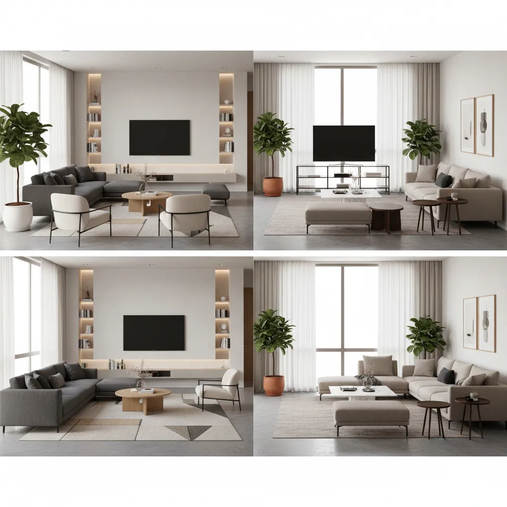 Comparación de dos distribuciones de salón en render 3D