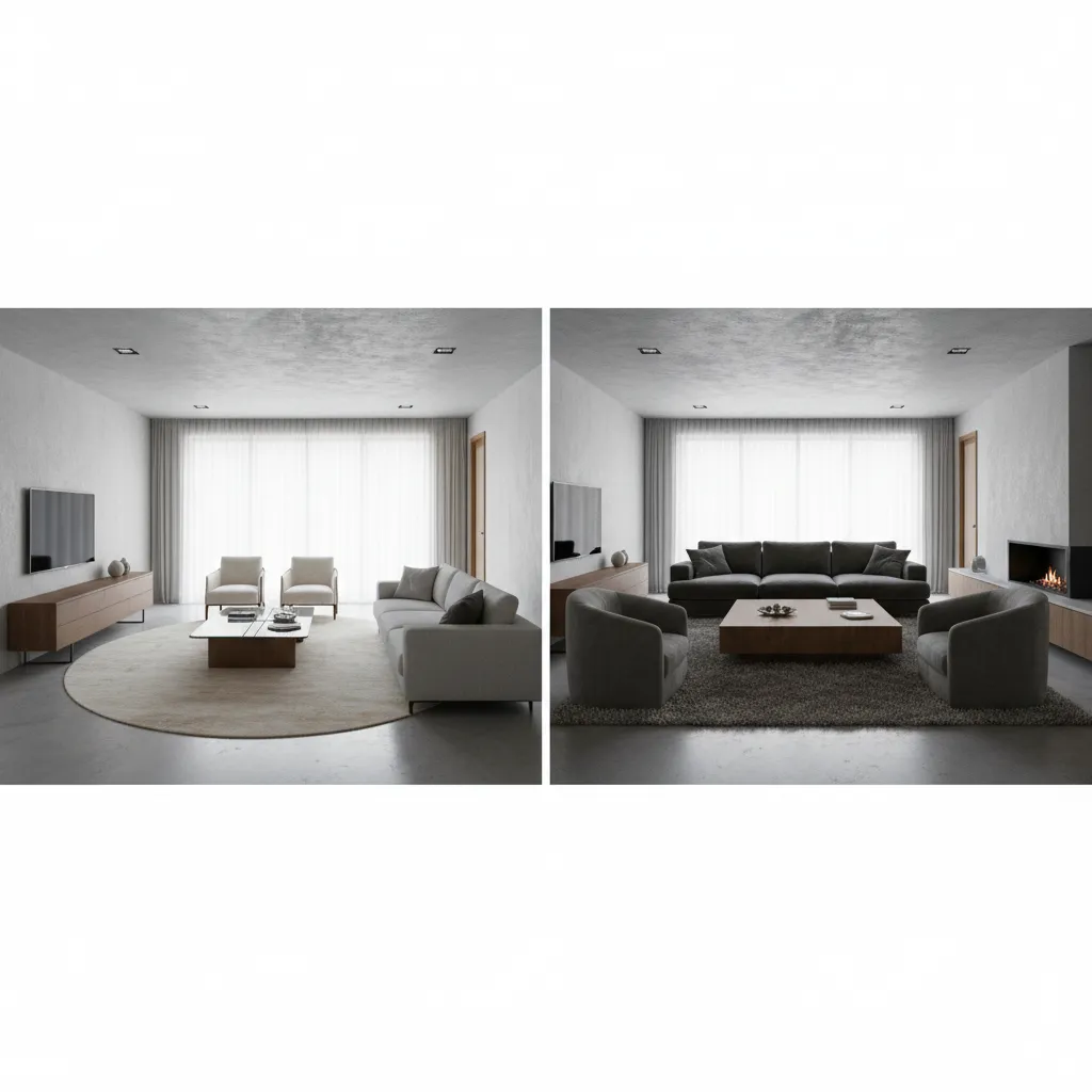 Comparación entre muebles mal escalados y bien escalados en una habitación