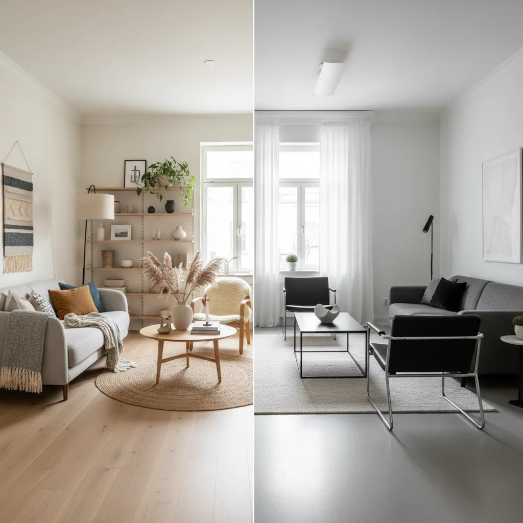 Comparación de diferentes estilos de decoración en salas de estar