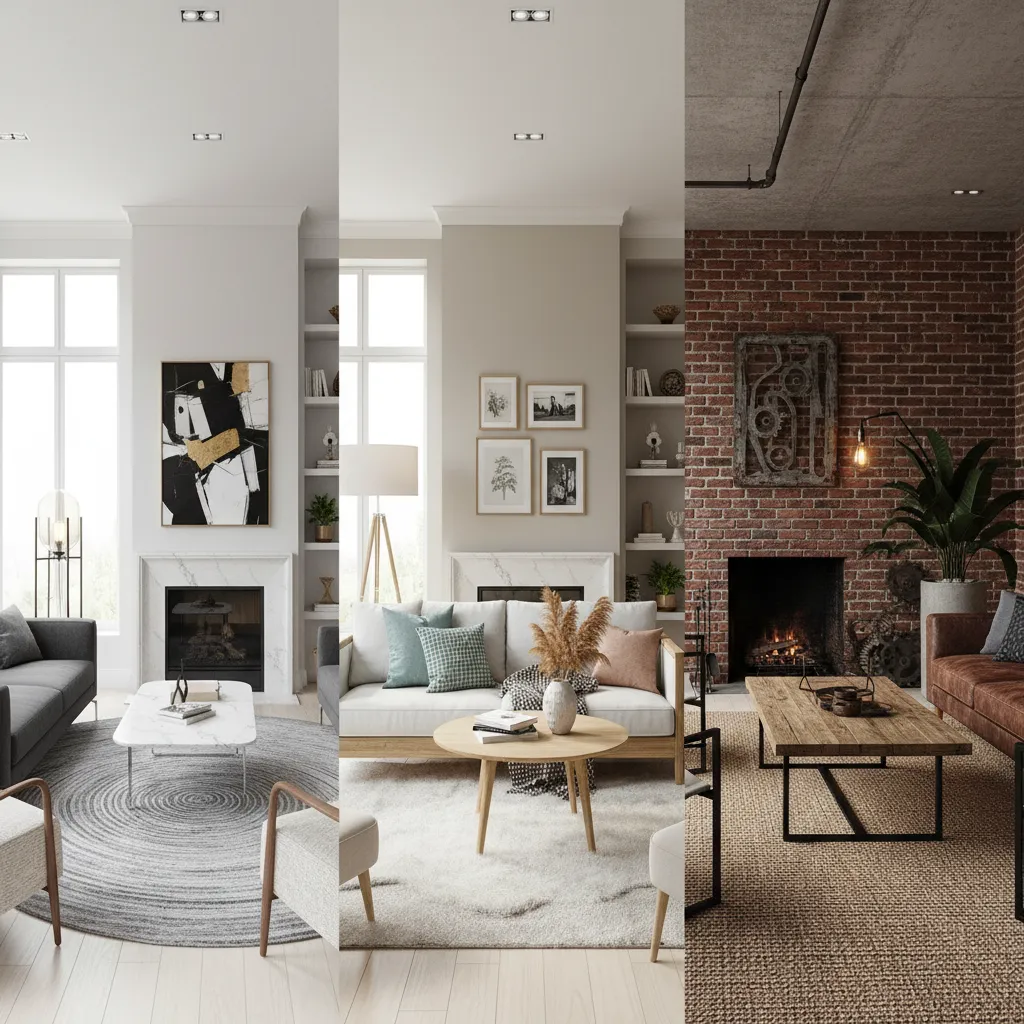 Tres estilos de diseño interior diferentes aplicados a la misma habitación