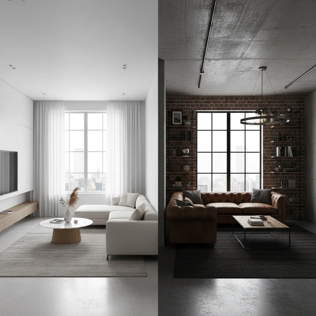 Comparación de diferentes estilos de interior en un simulador 3D