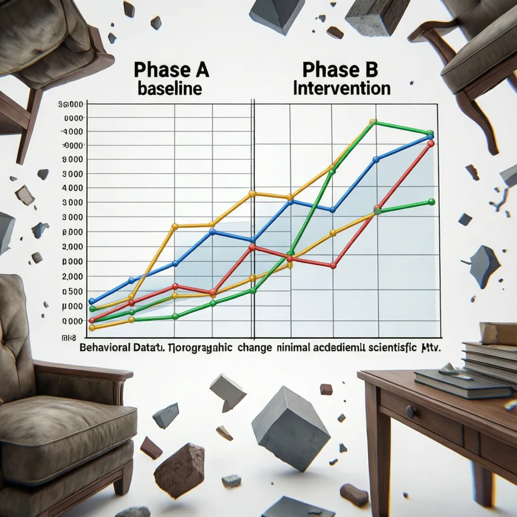Interior design drawing with floating sofa and table around a line graph showing two phases