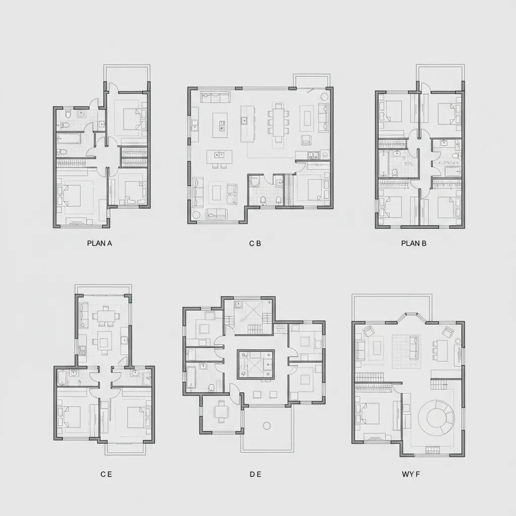 Comparación de diferentes distribuciones para una casa de una planta