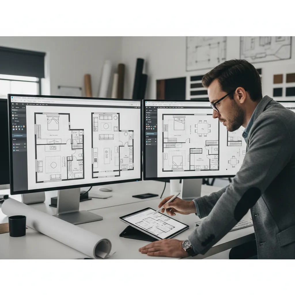 Comparación de dos distribuciones de una vivienda en una app de diseño