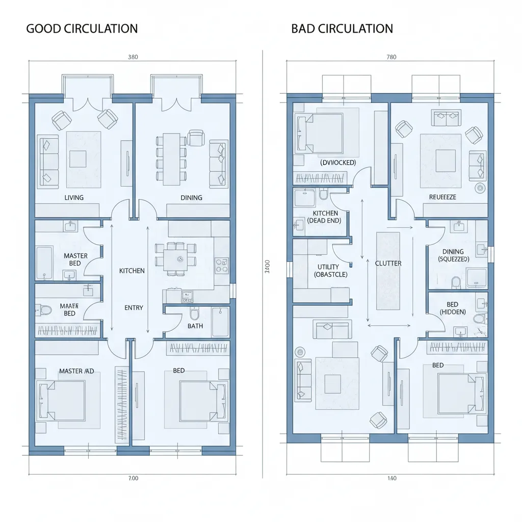 Comparación entre plano funcional y plano con mala distribución