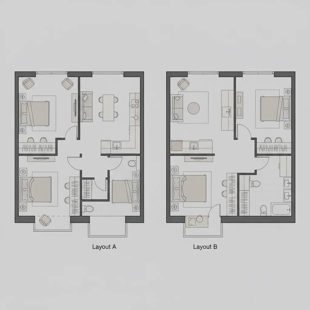 Comparación de dos distribuciones de una misma vivienda