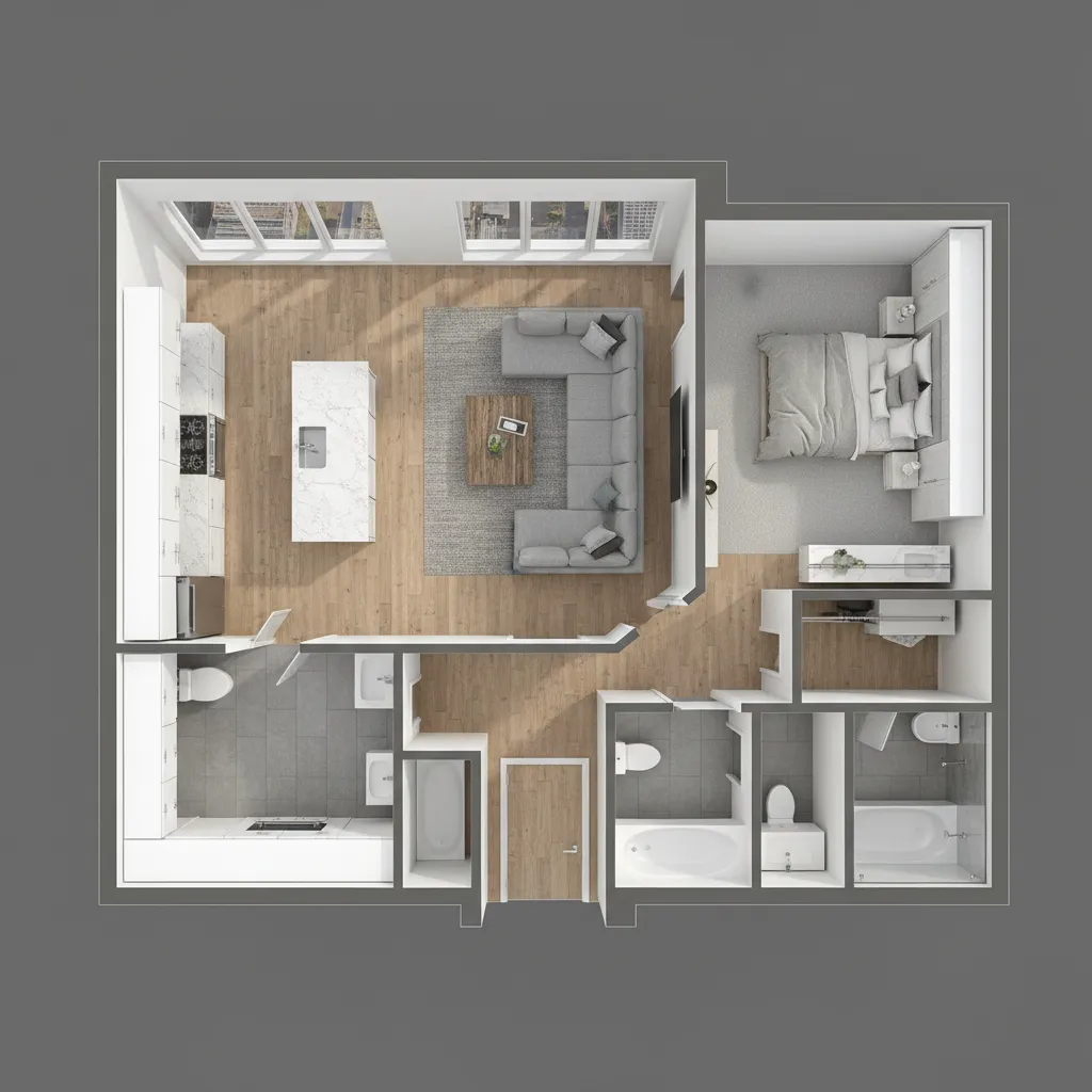 Plano completo de una vivienda diseñado en software de planificación