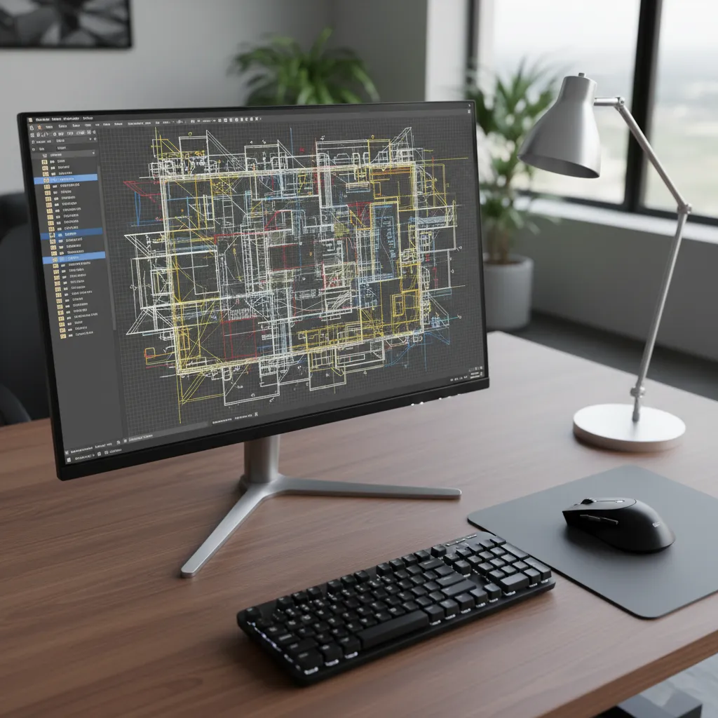 complex DXF CAD drawing with many layers and entities