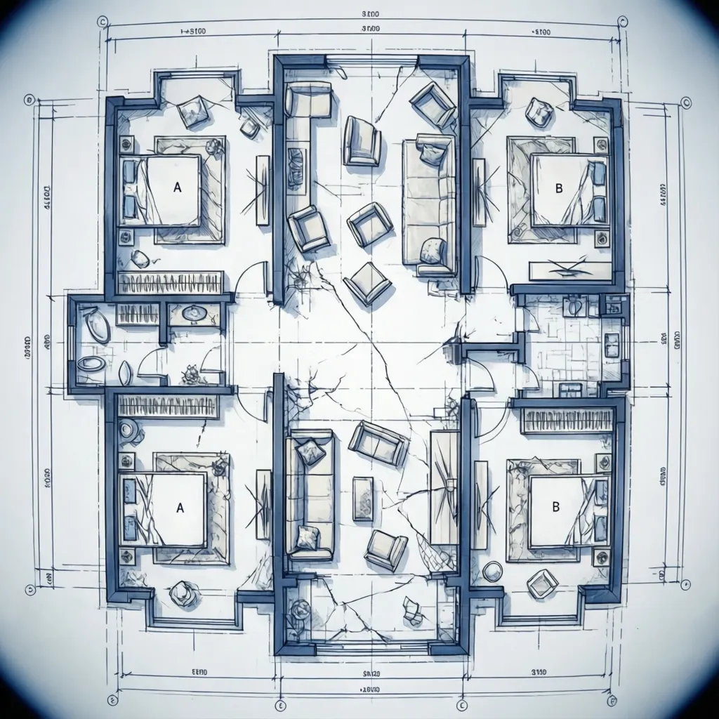 floor plan segments labeled with calculated areas for total floor space