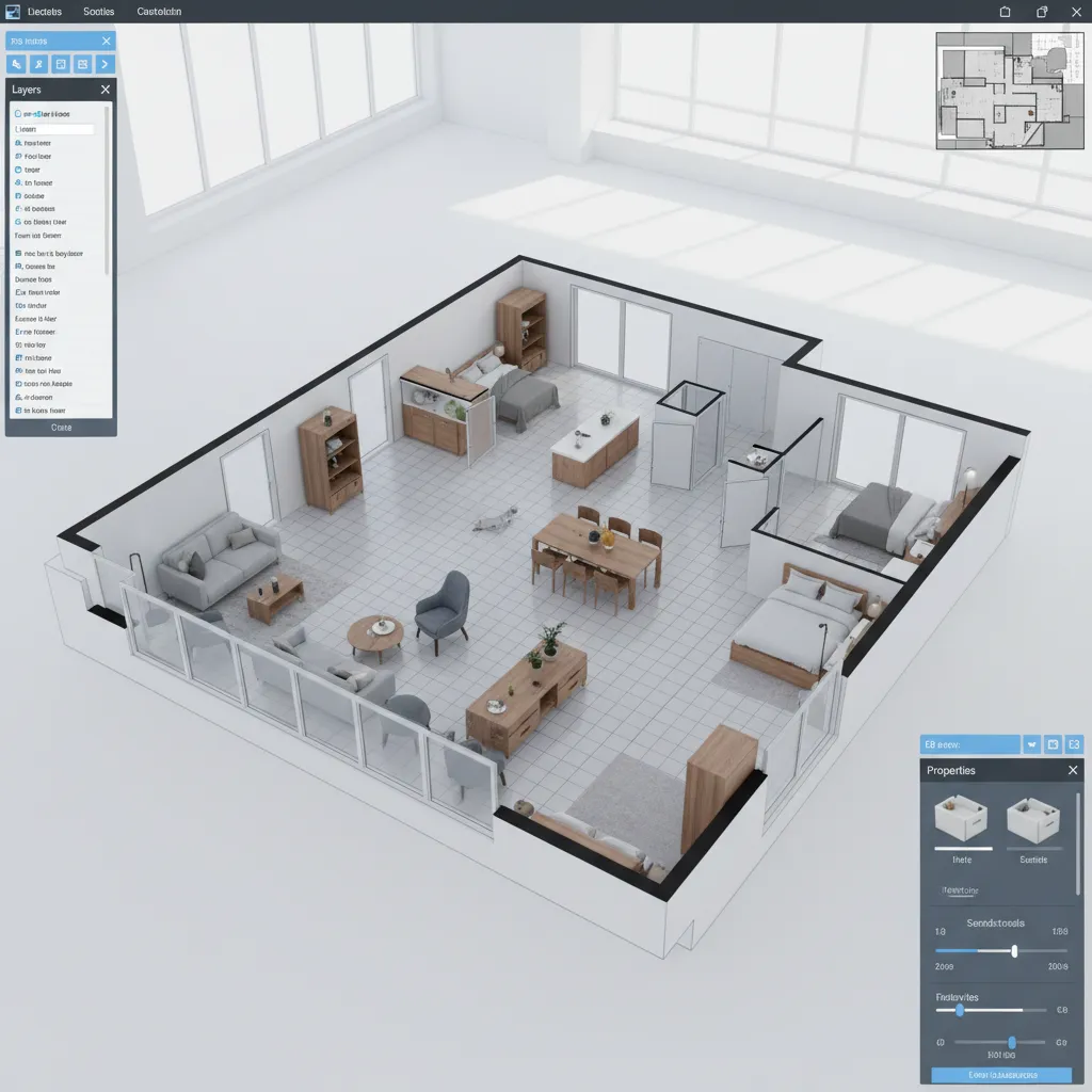 Large detailed floor plan project with many furniture objects causing performance lag