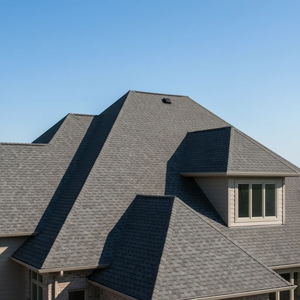 complex residential roof with multiple valleys dormers and steep pitch