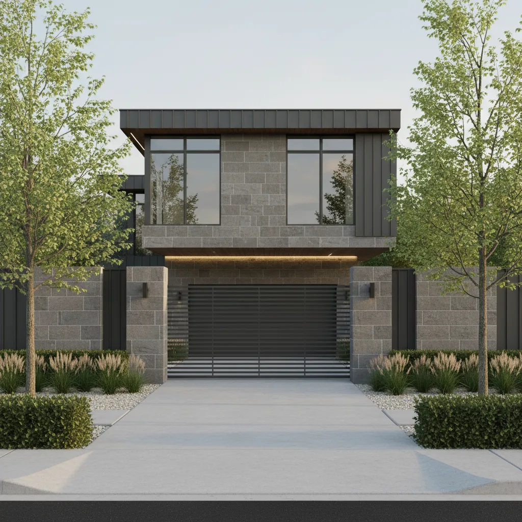 Compound wall design matching modern house architecture