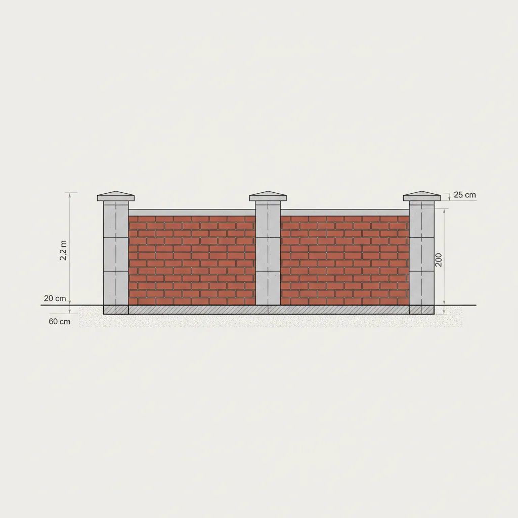 diagram showing compound wall height thickness and pillar spacing standards