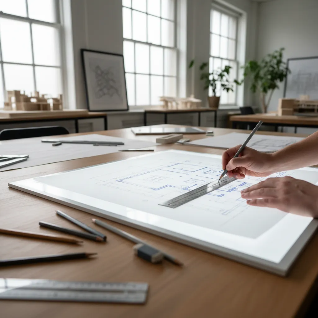 Arquitecto dibujando ideas iniciales para el diseño de una casa