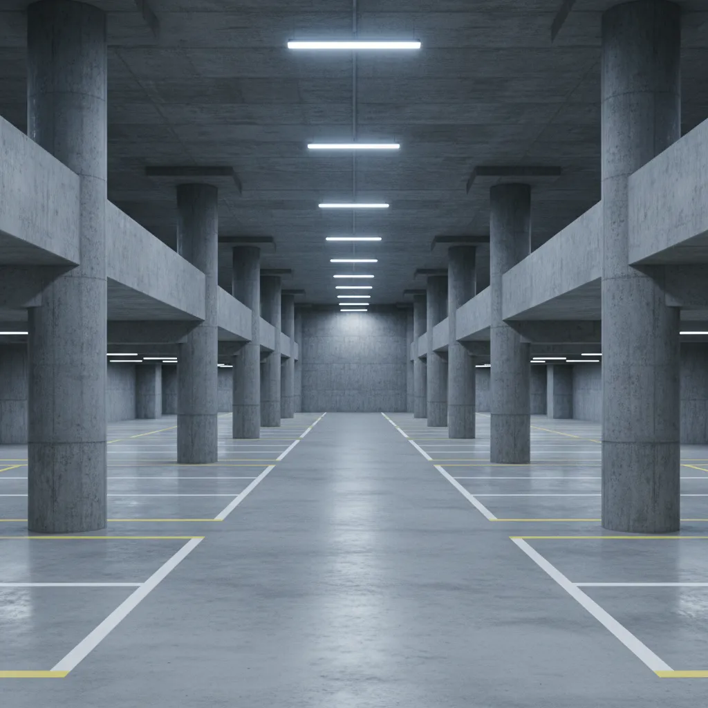 Reinforced concrete wall in a multi level parking garage