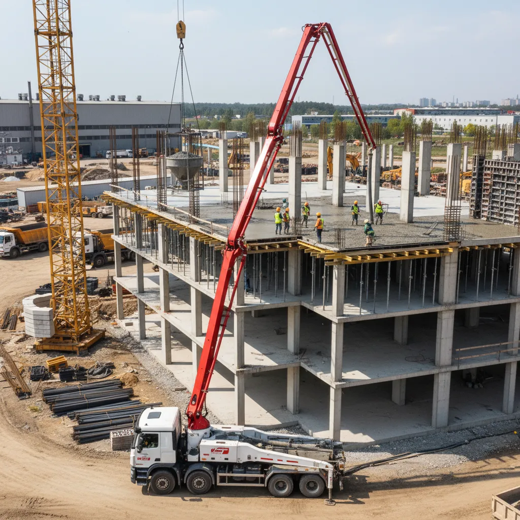 Concrete Pump vs Bucket Method for Second Floor Slab Pouring: A practical comparison of pumping and crane bucket methods for pouring concrete on elevated slabs, based on real job‑site tradeoffs.