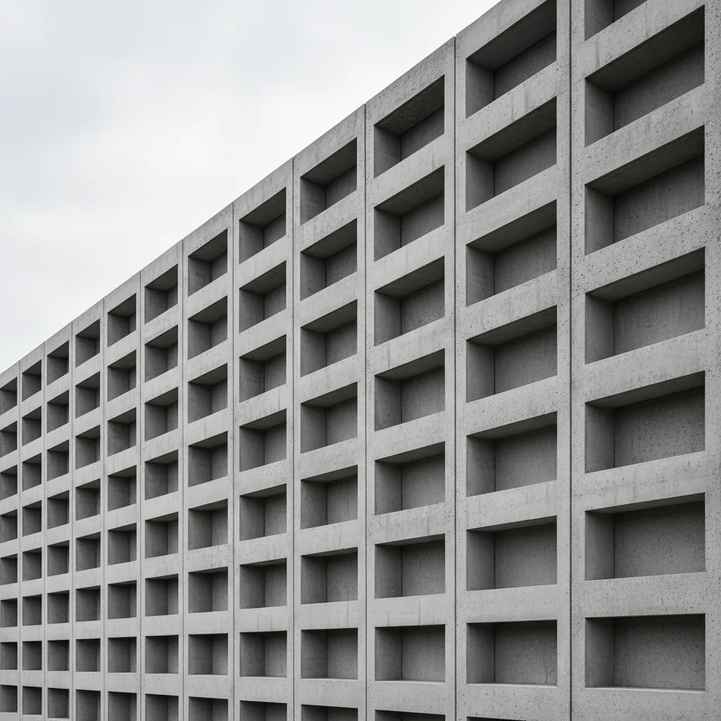 concrete ventilation blocks in industrial building wall