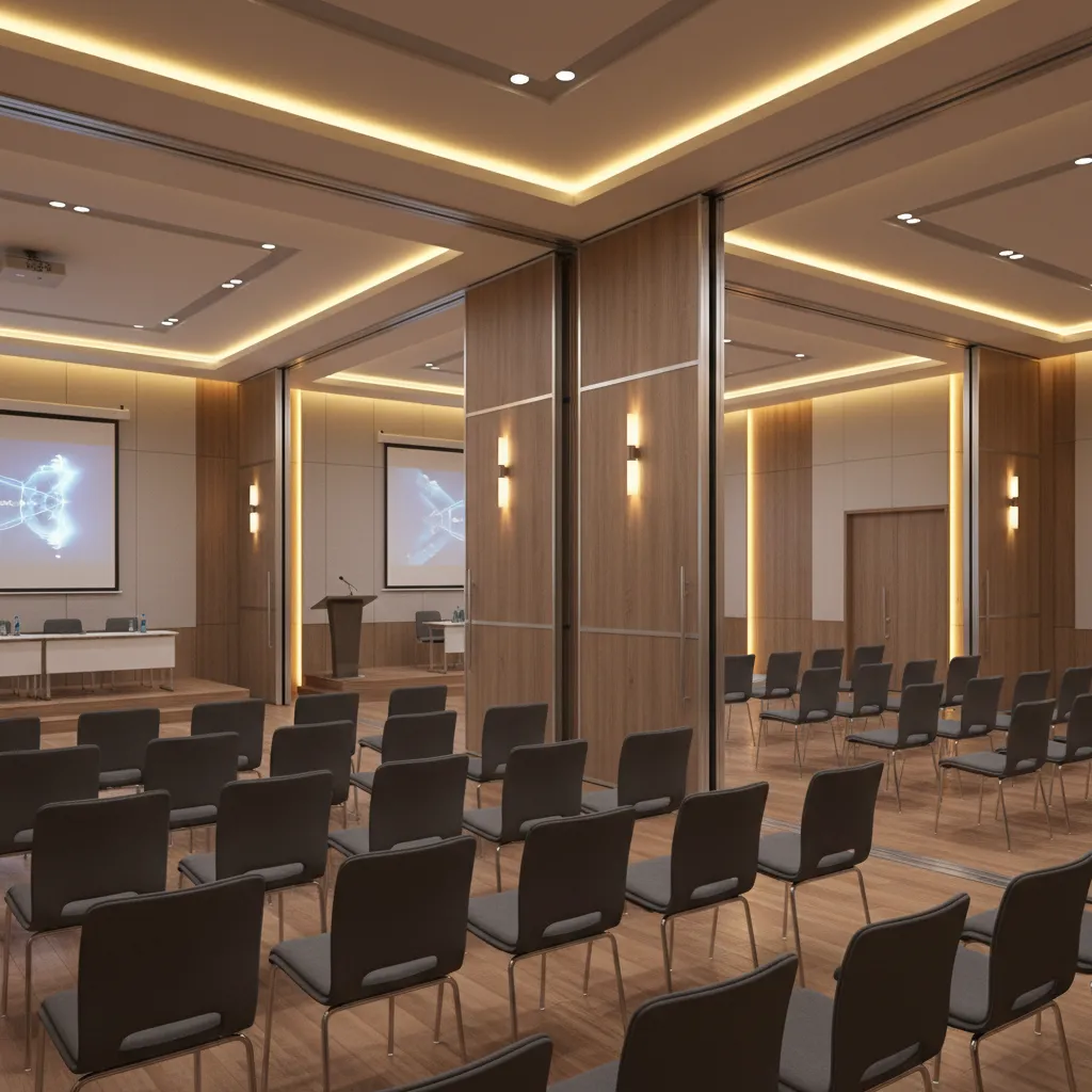 divisible conference hall layout showing partitioned meeting spaces