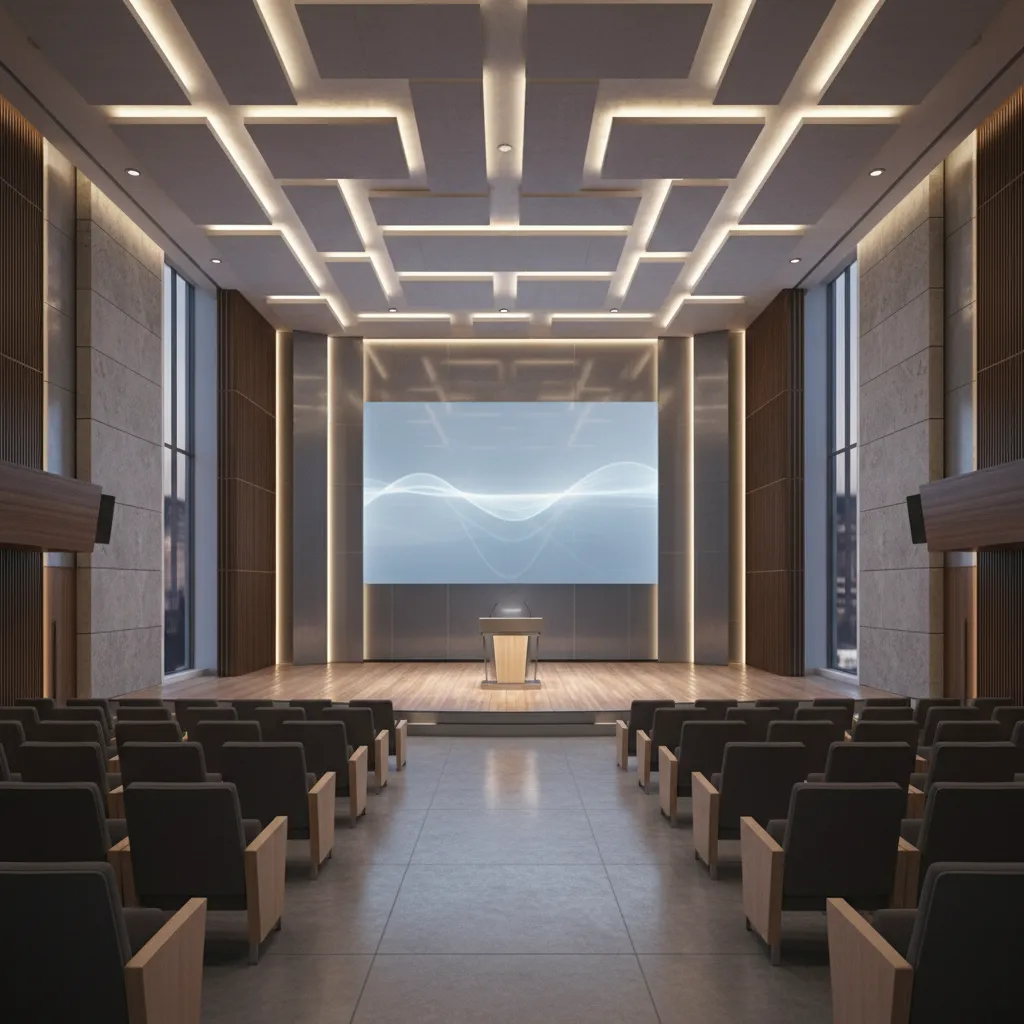 photorealistic render of a large conference venue used for marketing