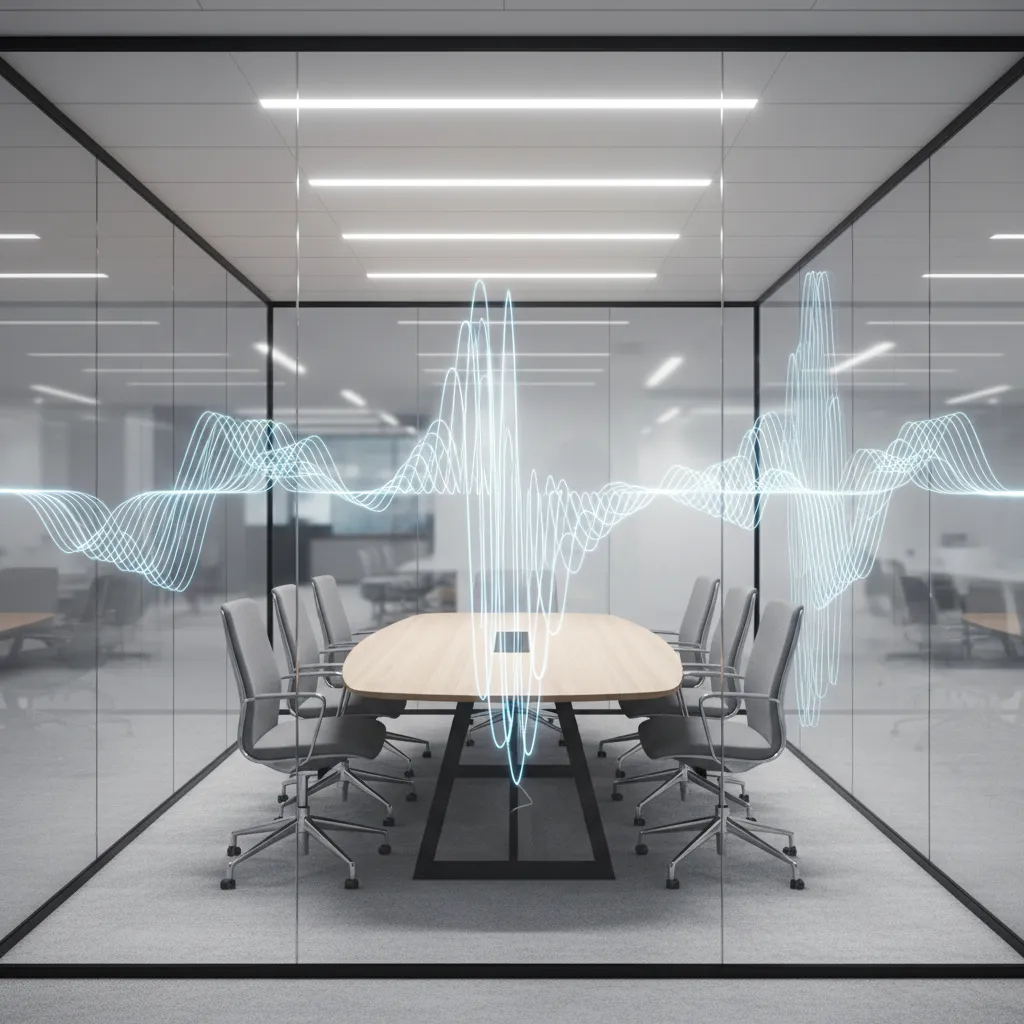 Visualization of sound reflecting from glass walls in a small meeting room