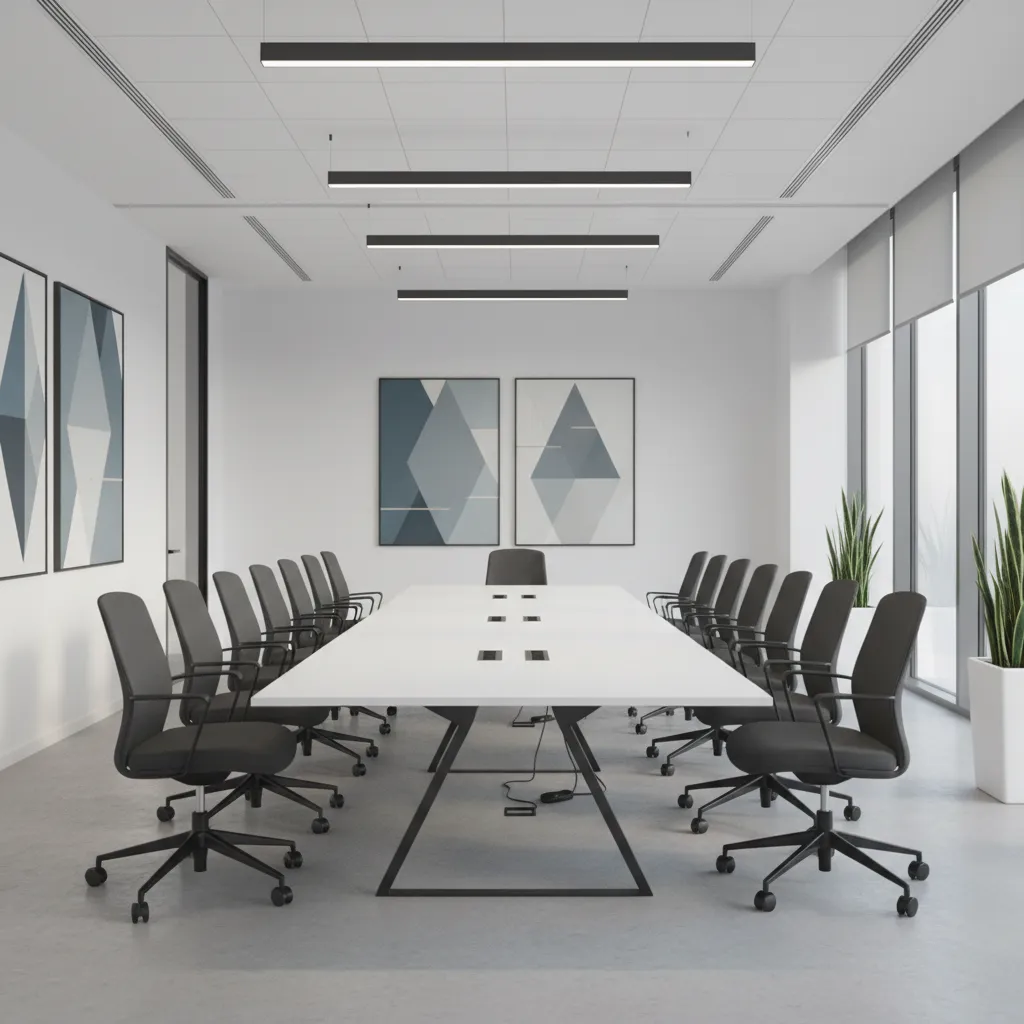 meeting room layout with clear walking paths between chairs and table