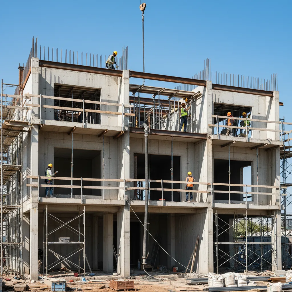 Estructura de una casa moderna en fase de construcción