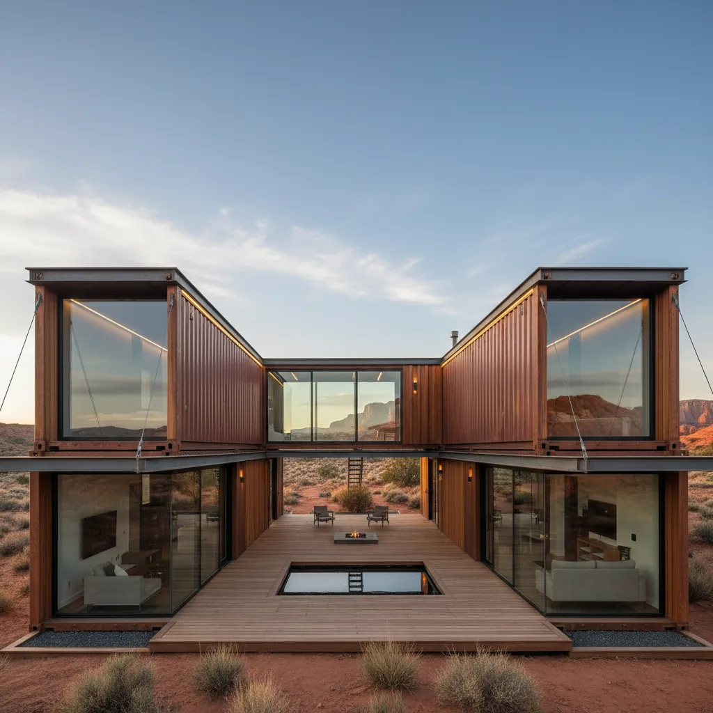 Vivienda modular formada por varios contenedores conectados