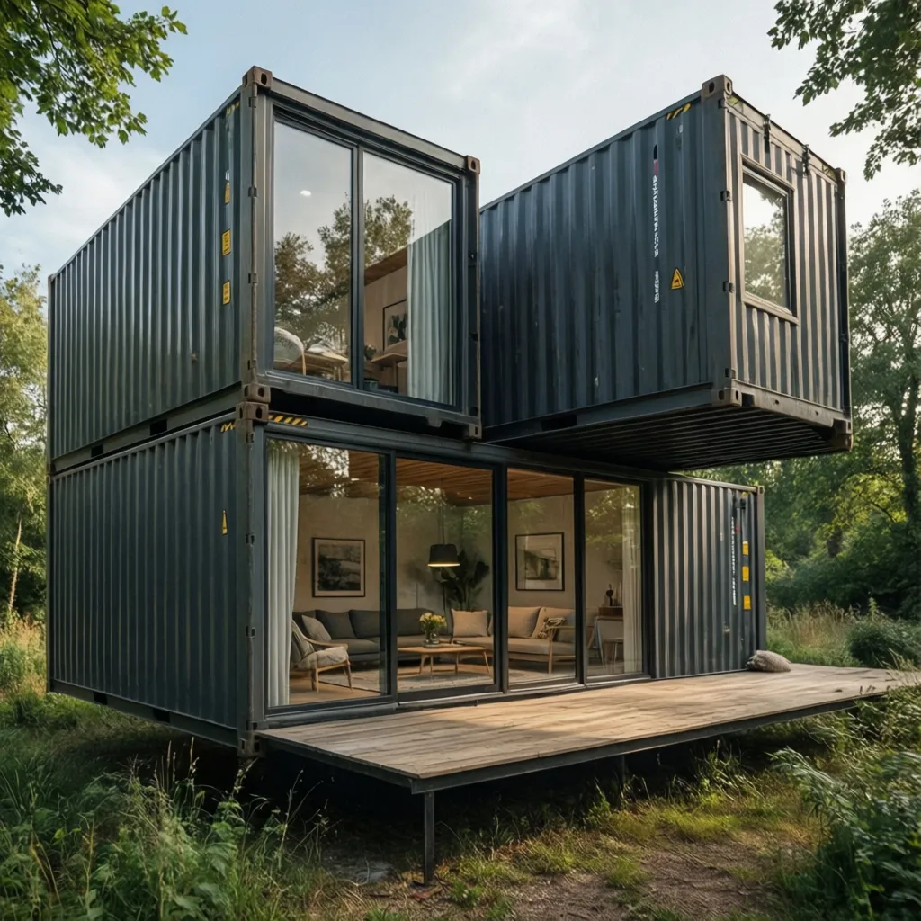 Casa moderna construida con contenedores marítimos reciclados