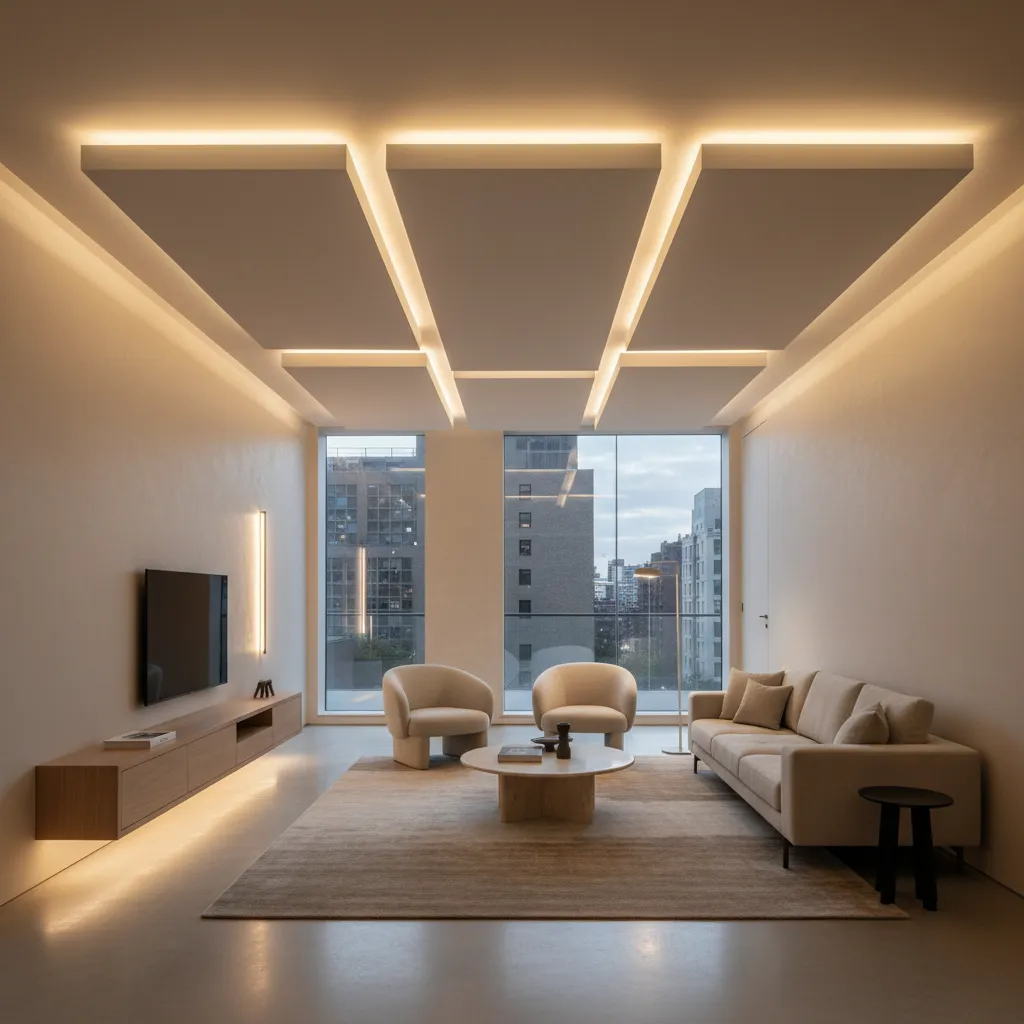 Interior contemporáneo con iluminación arquitectónica integrada
