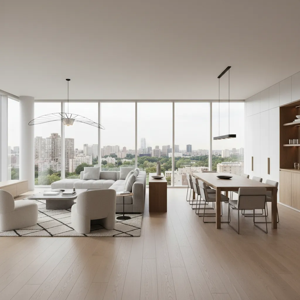 Espacio abierto de salón y comedor con diseño contemporáneo