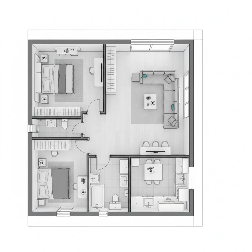 Contoh denah rumah 9x10 tiga kamar