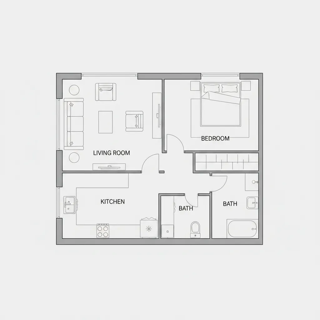 Contoh denah rumah sederhana dengan beberapa ruangan utama
