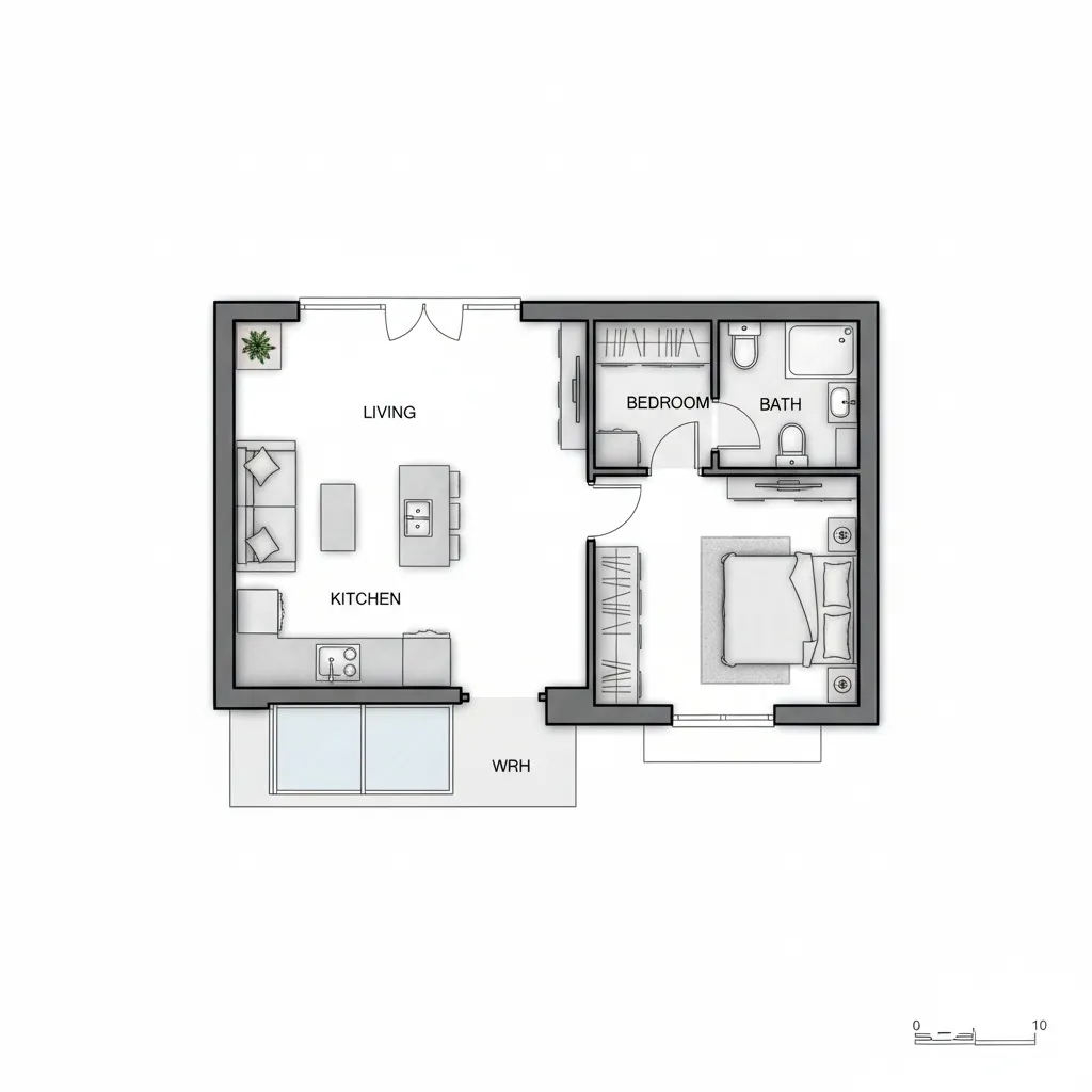 Contoh denah rumah digital dengan beberapa ruangan